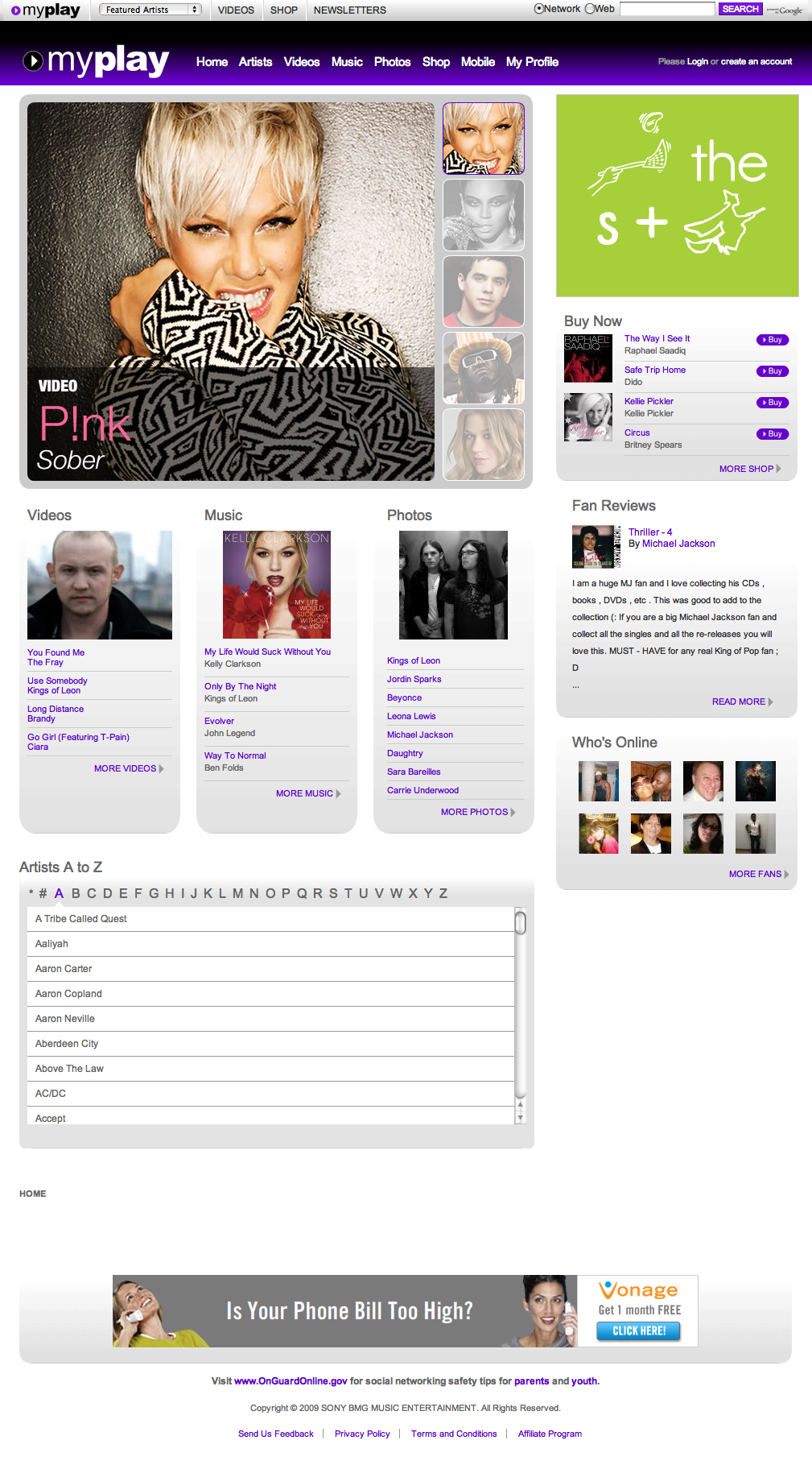 Sony BMG Myplay: Watch Music Videos, Rate Albums, Get Embed Codes, and More